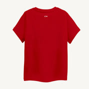 Back view of red boys' T-shirt, GW branding, quality tshirt, available for ages 4-12