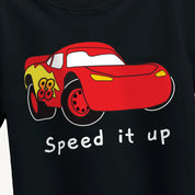 Boys-black-speed-car-tshirt-close