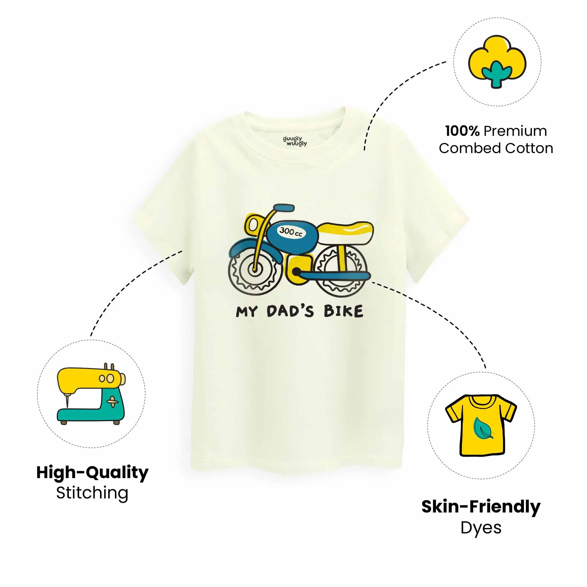 Boys-my-dad-bike-off-white-t-shirt-features