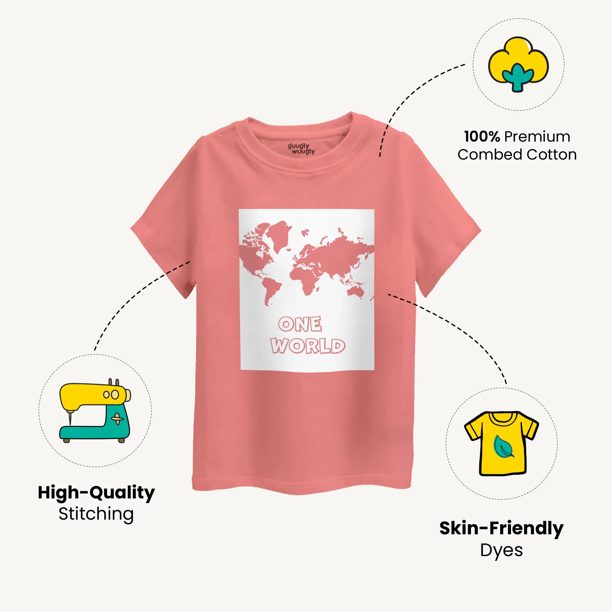 Boys-one-world-Peach-t-shirt-features