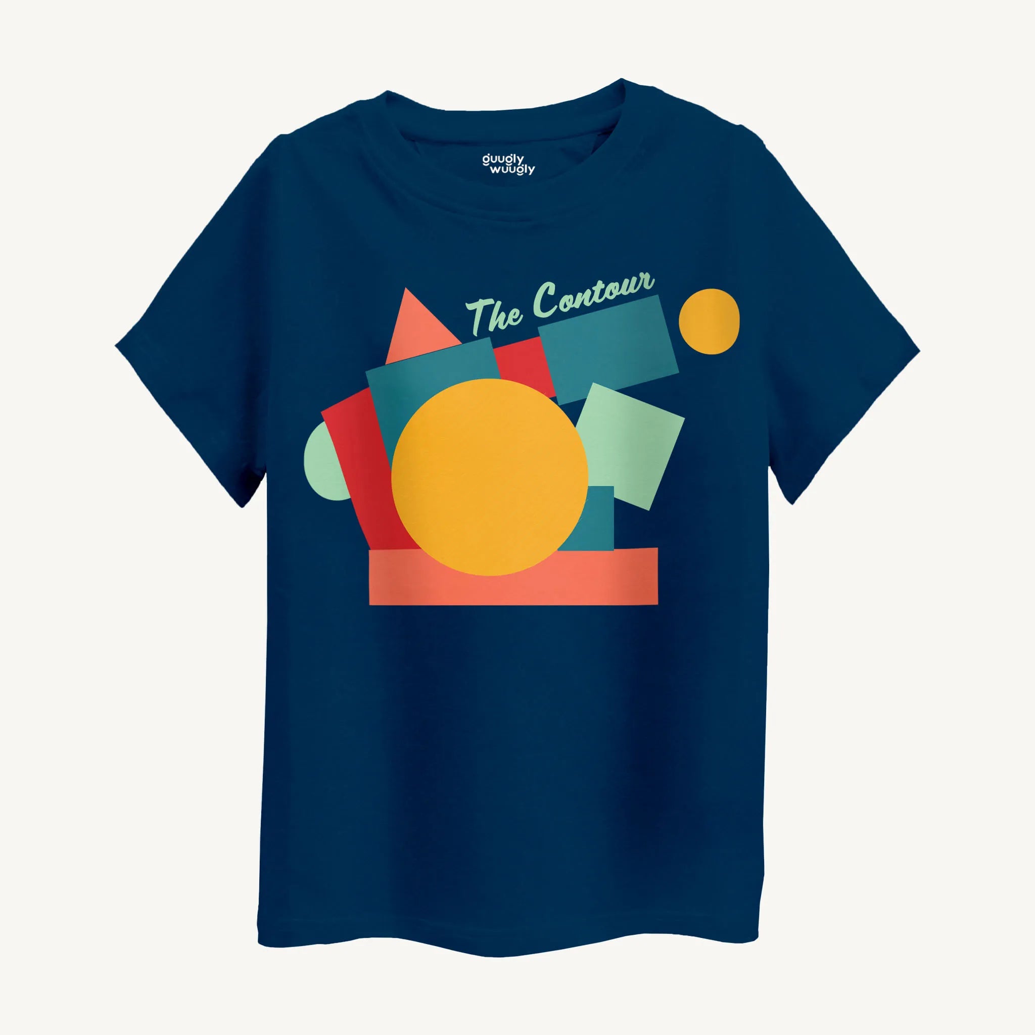 Boys Blue Contour Print T-Shirt with a round neck, front image for ages 4-12, highlighting the modern design and vibrant color.