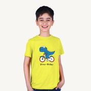 Boys Dino Rider Yellow Tshirt Model