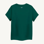 Back view of Boys Football Print T-Shirt in green, for children aged 4-12, with a plain back for a comfortable, everyday look