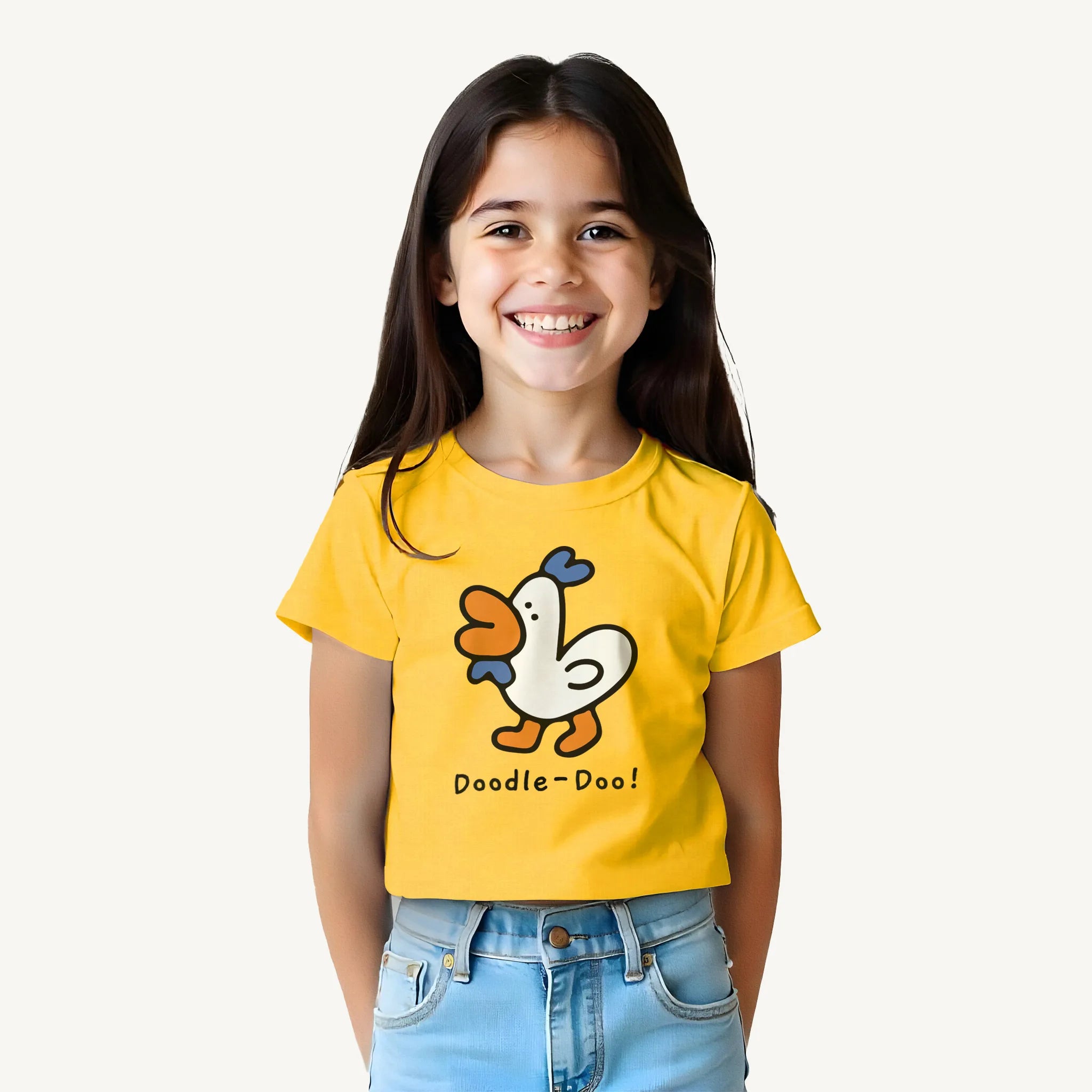 Girls-Doodle-doo-yellow-tshirt