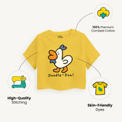 Girls-Doodle-doo-yellow-tshirt-features