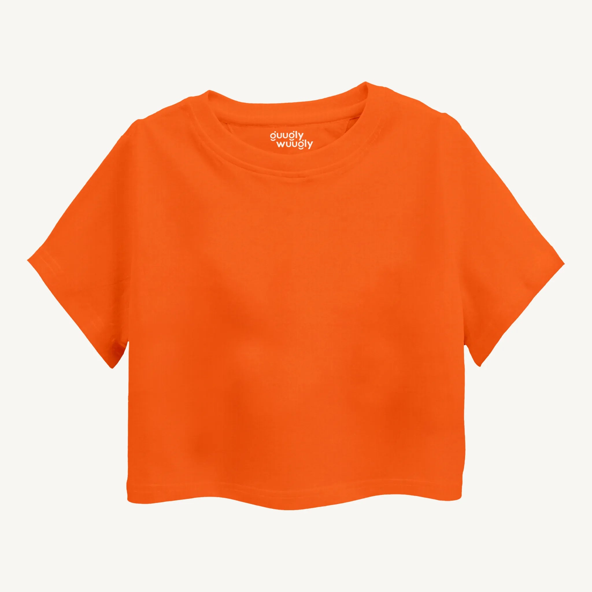 Girls-Solid-Orange-Croptop-Front