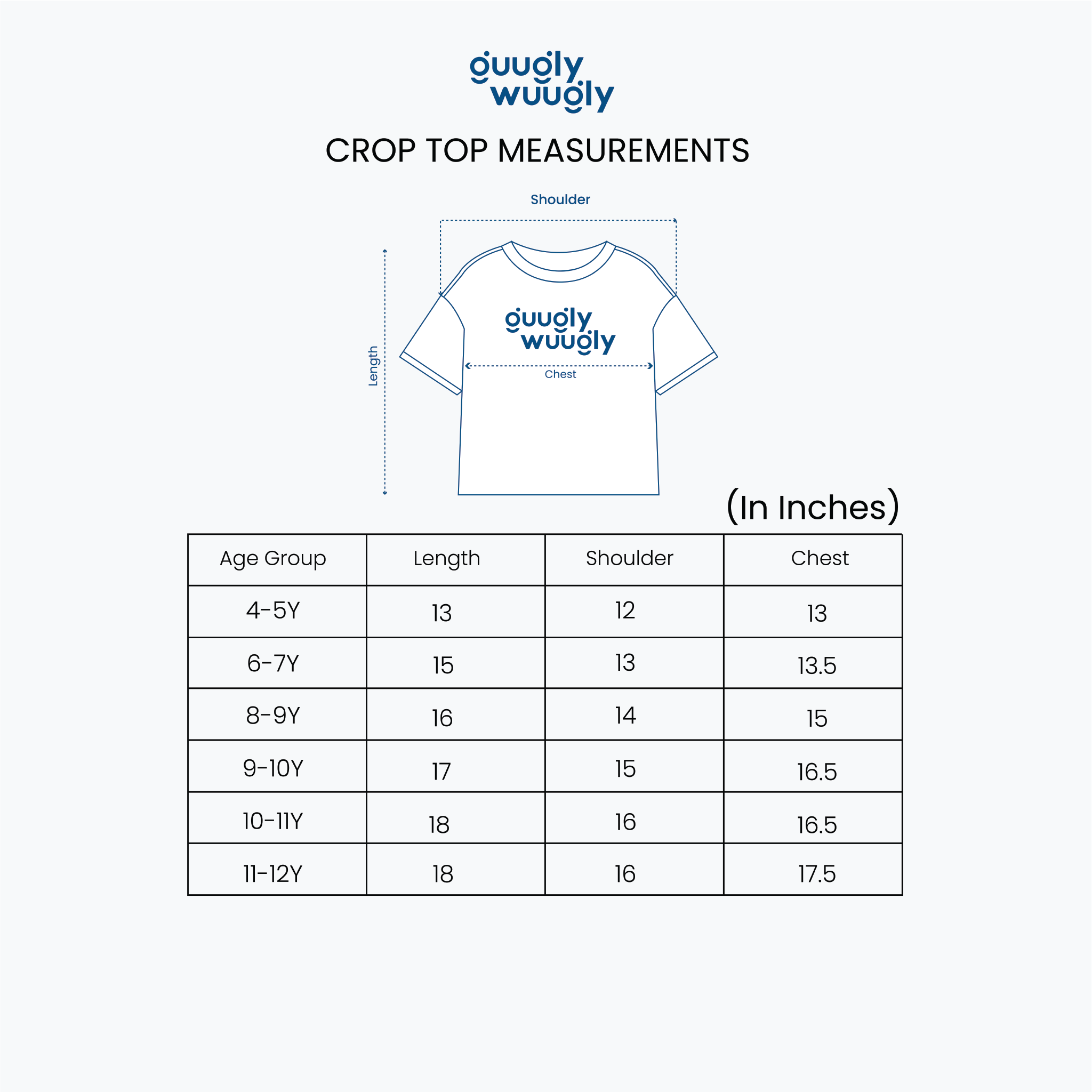 Guugly-Wuugly-Girls-Crop-Top-Measurement-Chart