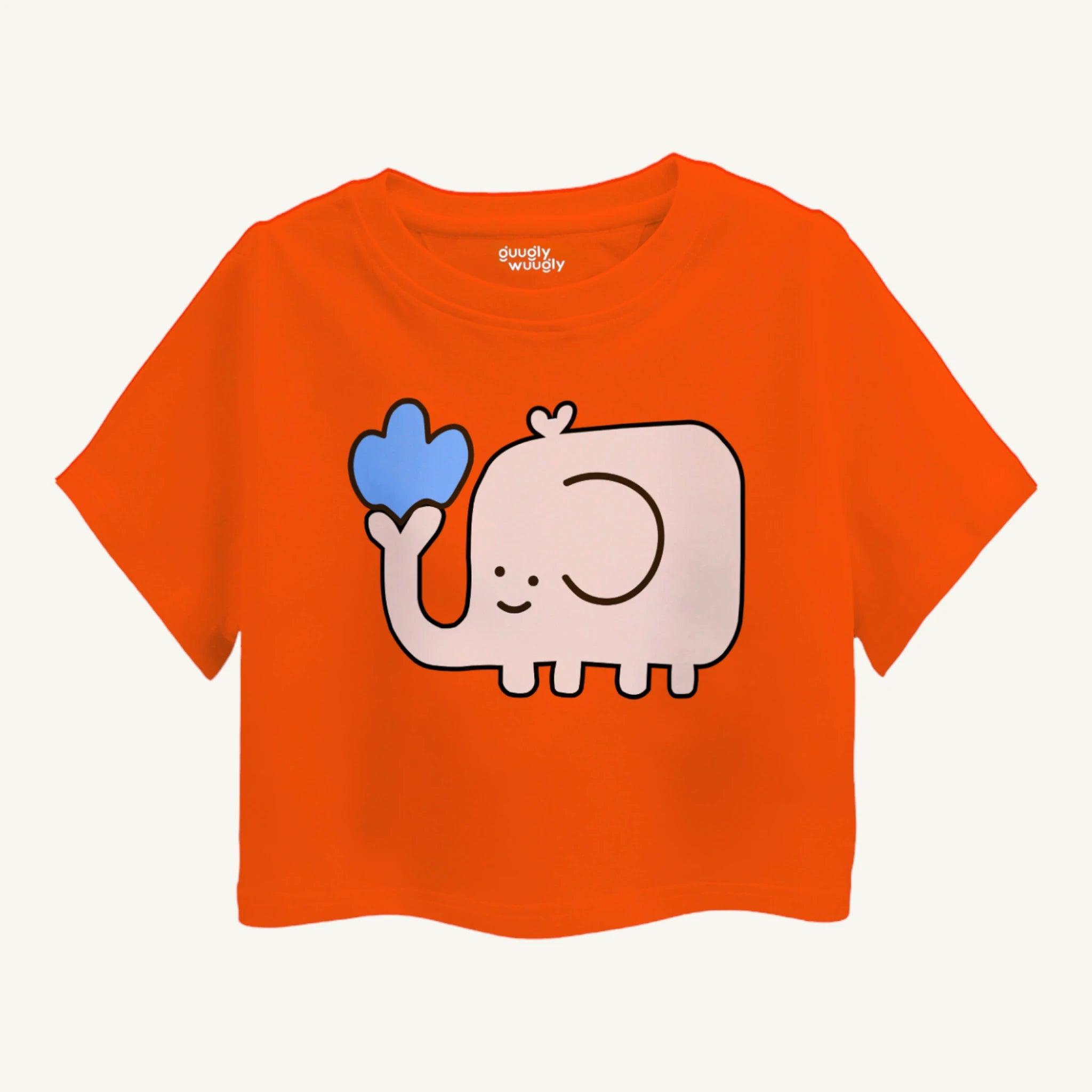 Girls Cute Elephant Crop Top - Guugly Wuugly